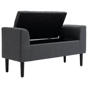 Sitzbank Dunkelgrau Schwarz 116 cm x 44 cm x 58 cm