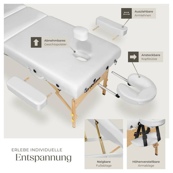 3 Zonen Massageliege Somwang weiss
