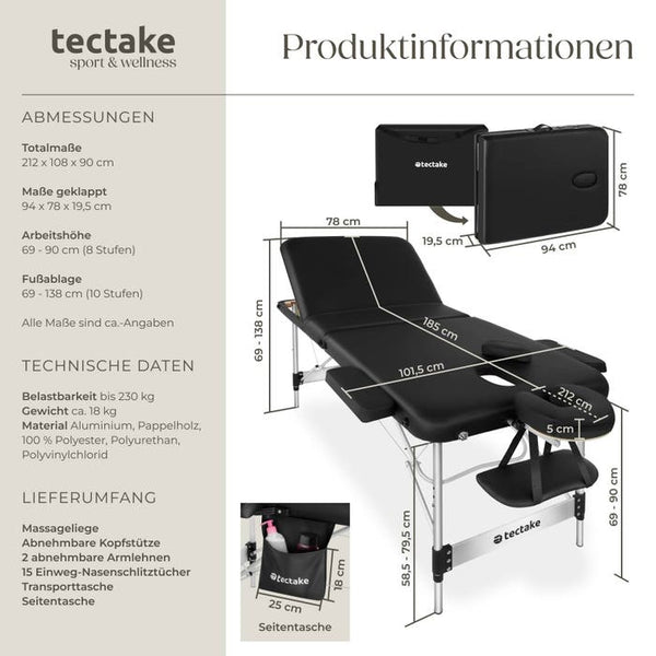 3 Zonen Massageliege Ko Tao schwarz