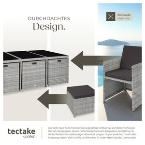 Aluminium Rattan Sitzgruppe New York 6+4+1, hellgrau