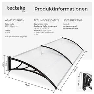 Transparent canopy 200 cm