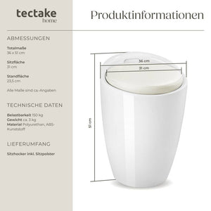Badhocker mit Stauraum, weiss