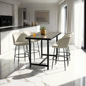 Sgabello da bar Luana, crema/nero, set da 6