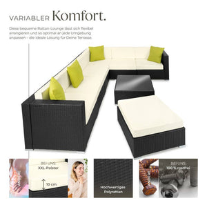 Rattan Loungeset Marbella - schwarz