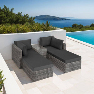 Rattan Lounge San Domino hellgrau/dunkelgrau