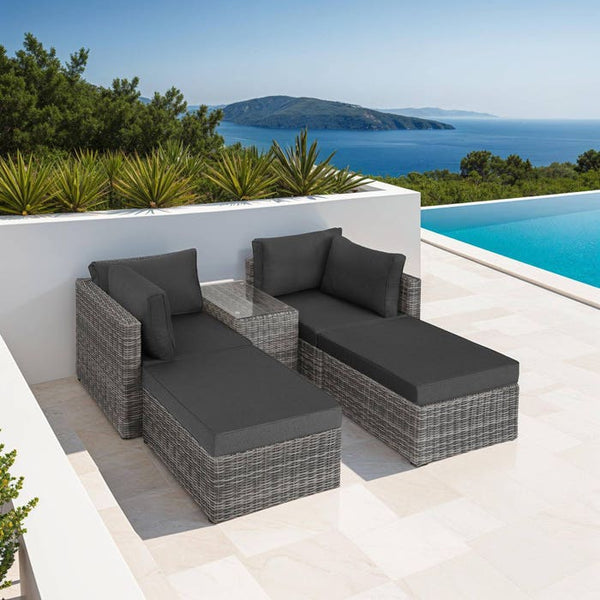 Rattan Lounge San Domino hellgrau/dunkelgrau