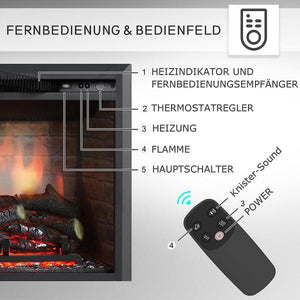 BALDERIA Calida 33" Elektrischer Einbaukamin 3D-Flammeneffekt 2000W