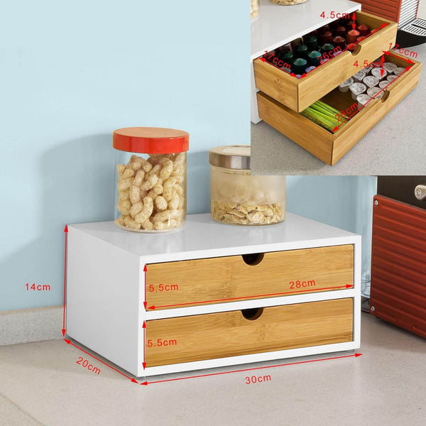 Kaffeekapsel Box Aufbewahrungsbox Schubladenbox Bambus FRG180-WN