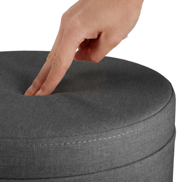 Sitzhocker Yara gepolstert in Leinenoptik 300kg mit Stauraum - dunkelgrau