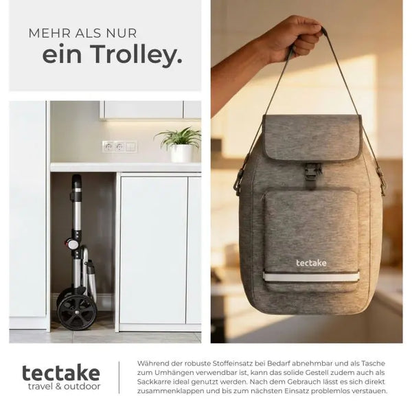 Einkaufstrolley Shopper 3in1 klappbar mit Kühltasche grau