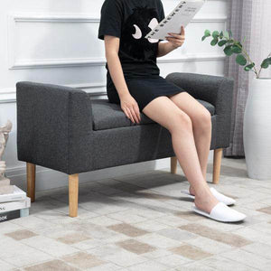 Sitzbank Dunkelgrau Schwarz 116 cm x 44 cm x 58 cm