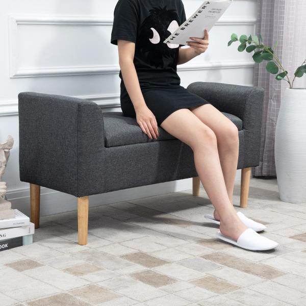 Sitzbank Dunkelgrau Schwarz 116 cm x 44 cm x 58 cm