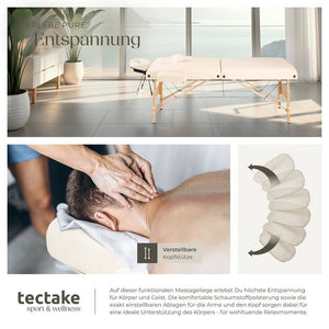 Lettino da massaggio a 2 zone con imbottitura da 7,5 cm, beige