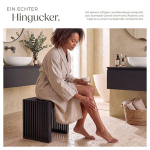 Hocker Ribb Lamellenoptik schwarz 45 x 35 x 43 cm