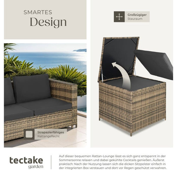 Rattan Lounge Siena natur/dunkelgrau