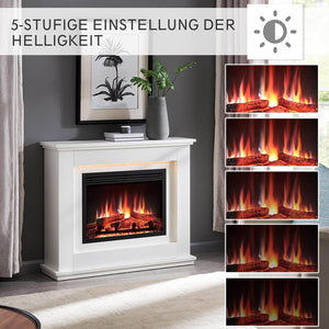 BALDERIA Baldur Elektrokamin mit Heizung bis 2000W, 3D-Flammeneffekt Weiss