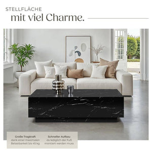 Couchtisch Lasley Marmor Optik schwarz 120 x 60 x 35 cm