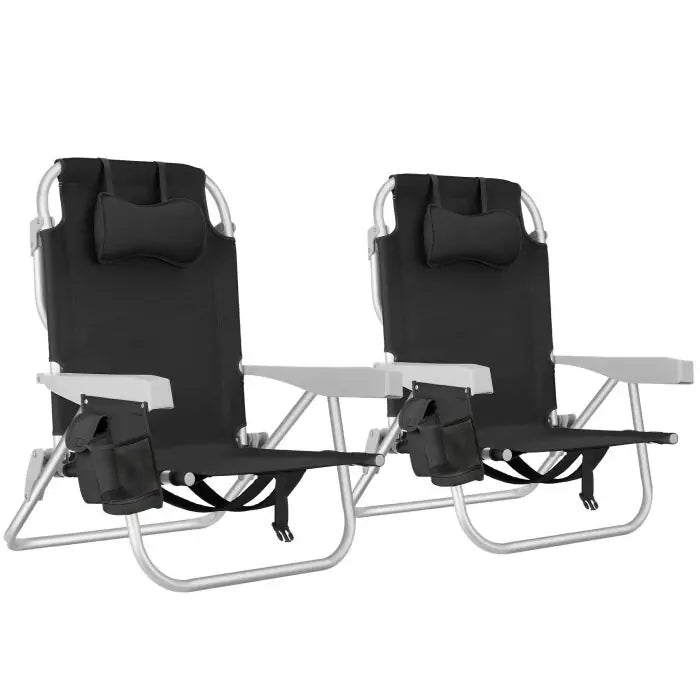 Aluminium Strandstuhl Coral schwarz 2er Set