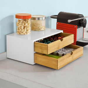 Kaffeekapsel Box Aufbewahrungsbox Schubladenbox Bambus FRG180-WN