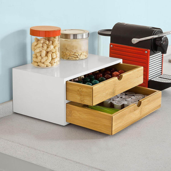 Kaffeekapsel Box Aufbewahrungsbox Schubladenbox Bambus FRG180-WN