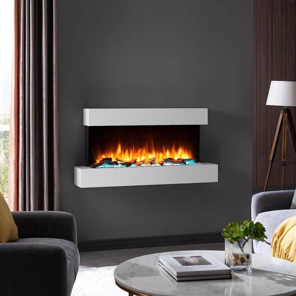 BALDERIA LED Elektrokamin Ignis | Wandkamin, 3D-Flammeneffekt 2000W Weiss