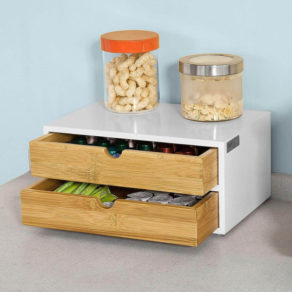 Kaffeekapsel Box Aufbewahrungsbox Schubladenbox Bambus FRG180-WN