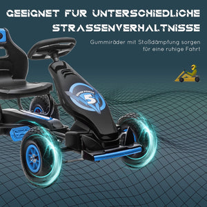 Kinder-Gokart, mit Pedalen, verstellbarem Sitz, In- und Outdoor, ab 5 Jahren, blau+schwarz