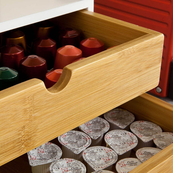 Kaffeekapsel Box Aufbewahrungsbox Schubladenbox Bambus FRG180-WN