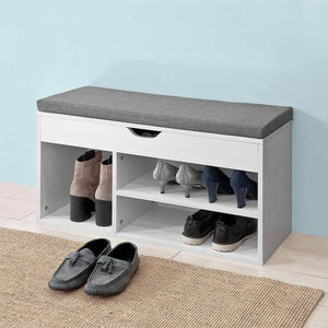 Schuhbank | Schuhregal mit Sitzfläche | Sitzbank Weiss