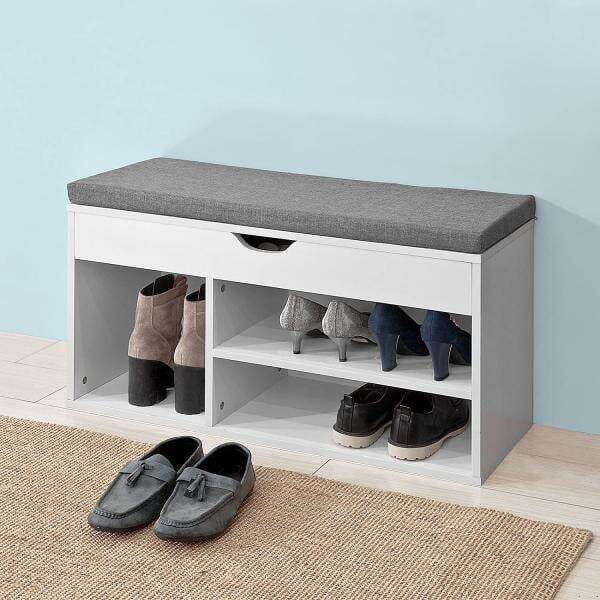Schuhbank | Schuhregal mit Sitzfläche | Sitzbank Weiss