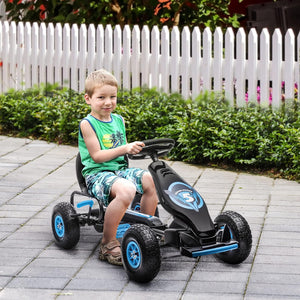 Kinder-Gokart, mit Pedalen, verstellbarem Sitz, In- und Outdoor, ab 5 Jahren, blau+schwarz
