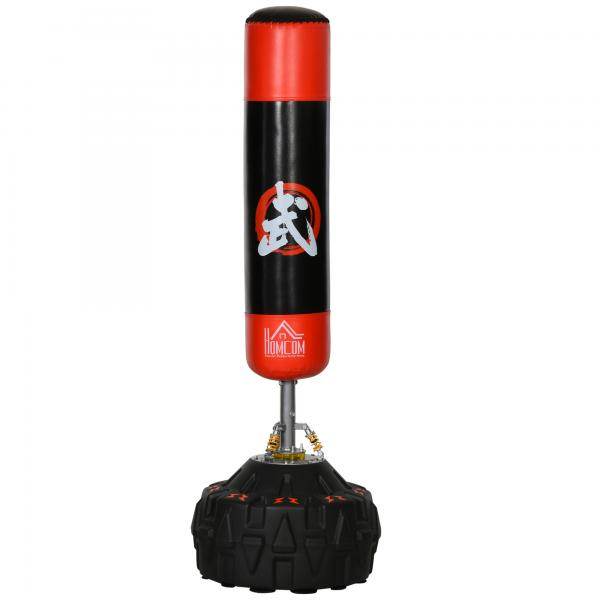 Standboxsack Erwachsene Freistehender Boxtrainingsgerät mit Saugfuss Schwarz+Rot