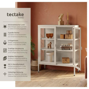 Metallvitrine Baker mit Glastüren taupe
