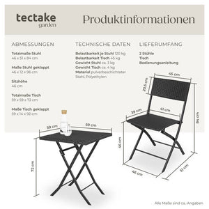Rattan Balkonset Trevi, schwarz