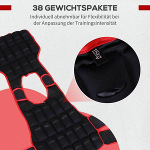 20 kg Trainingsweste einstellbare Gewichtsweste Schwarz+Rot