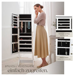 Schmuckschrank mit Spiegel, hochkant weiss