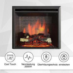 BALDERIA Calida 26" Elektrischer Einbaukamin 3D-Flammeneffekt 2000W