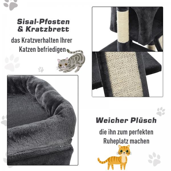 Kratzbaum Katzenkratzbaum mit Sisalsäulen Katzenbaum Dunkelgrau