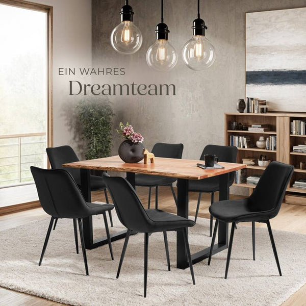 2er Set Stuhl Monroe Samtoptik schwarz