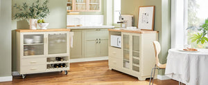 Sideboard mit 2 Glastüren | Küchenschrank | Kommode | Flurschrank | Beige | FSB81-MI