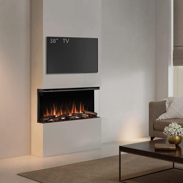 BALDERIA Athena 36" Elektrischer Einbaukamin 3DFlammeneffekt, LED 1500W