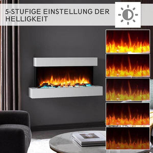 BALDERIA LED Elektrokamin Ignis | Wandkamin, 3D-Flammeneffekt 2000W Weiss