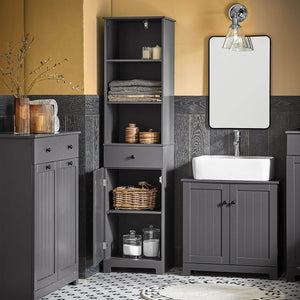 Bad Hochschrank | Badschrank | Badregal Dunkelgrau | BZR17-DG