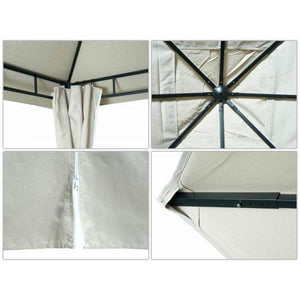 Pergola HWC-J63, Garten Pavillon Terrassenüberdachung mit Seitenwand, 3x3m ~ creme-beige