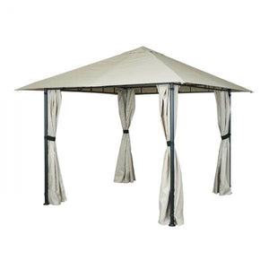Pergola HWC-J63, Garten Pavillon Terrassenüberdachung mit Seitenwand, 3x3m ~ creme-beige