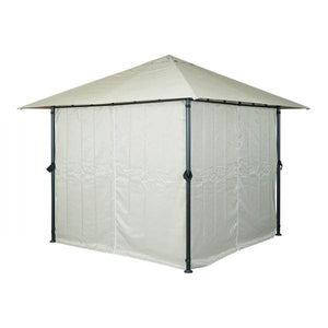 Pergola HWC-J63, Garten Pavillon Terrassenüberdachung mit Seitenwand, 3x3m ~ creme-beige