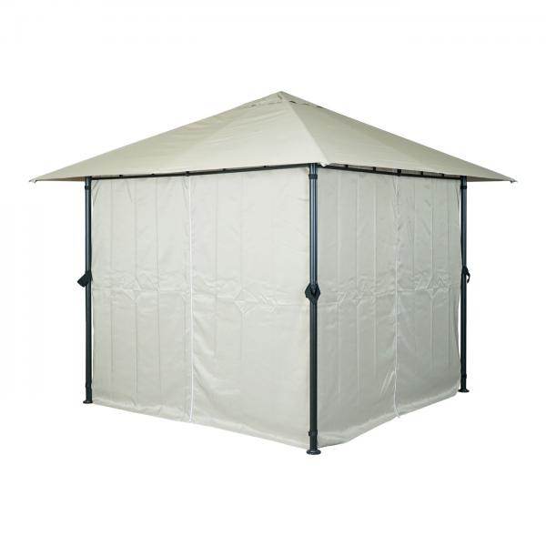 Pergola HWC-J63, Garten Pavillon Terrassenüberdachung mit Seitenwand, 3x3m ~ creme-beige