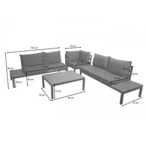 Garten Garnitur HWC-H54b, Garnitur Sitzgruppe Garten-/Lounge-Set Sofa, Olefin Polywood Alu ~ Polster dunkelgrau
