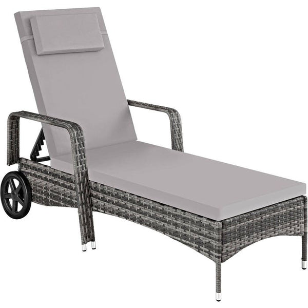 Rattan Sonnenliege grau/hellgrau