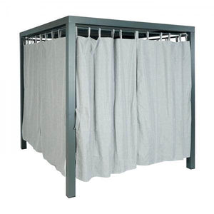Lounge-Gartenliege XL Sonnenliege Bali-Liege Doppelliege Outdoor-Bett, 10cm-Polster aus Olefin Alu ~ grau